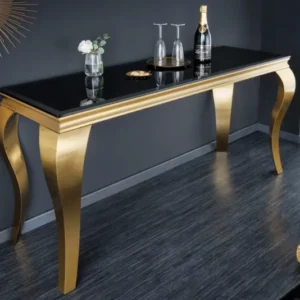 MODERN BAROCK Eleganter Konsolentisch 145cm schwarz gold Opalglas Edelstahlbeine