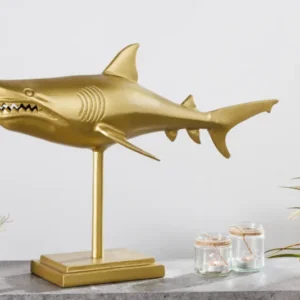 Maritime Skulptur HAI gold handmade Metall Design Haifisch