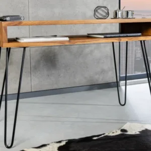 SCORPION Retro Schreibtisch 110cm Sheesham Holz stone finish Hairpin legs Palisander