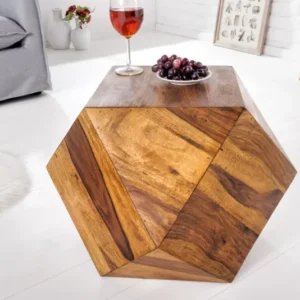 Design Beistelltisch DIAMOND 60cm Sheesham stone finish Massivholz Couchtisch handmade
