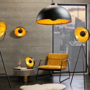 STUDIO Design Wandleuchte 38cm schwarz Blattgold-Optik neigbarer Schirm
