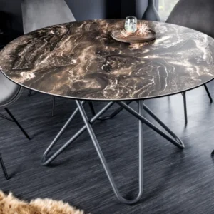 ELLIPSE Runder Esstisch 120cm Naturstein Keramik Hairpin Legs made in Italy