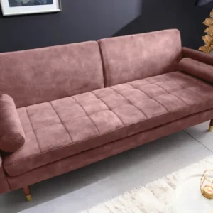 COUTURE Modernes Schlafsofa 196cm Microvelours 3-Sitzer Couch Bettfunktion ink. Kissen