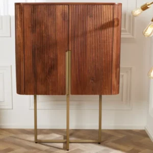 Design Highboard GATSBY 125cm braun mattgold Mangoholz Retro