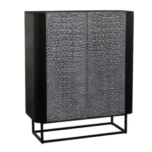 Handgefertigtes Highboard CROCO 120cm Mangoholz massiv 3D-Design