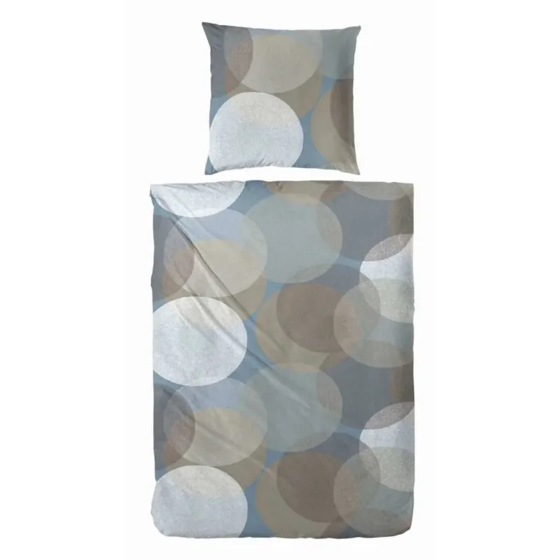 Hahn Soft Jersey Bettwäsche Kreise Blau Beige Weich 135x200 + 80x80
