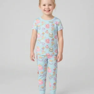 Custom Princess Baby Birthday Bamboo Two Piece Short Sleeve Pajama Set