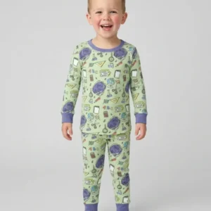 Doodle School Days Bamboo Two Piece Long Sleeve Pajama Set