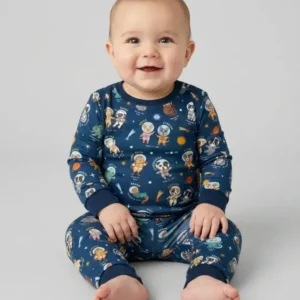 Animal Astronauts Bamboo Two Piece Long Sleeve Pajama Set
