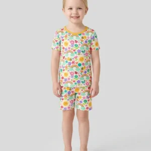 Summer Sunshine Bamboo Two Piece Short Sleeve Shorts Pajama Set