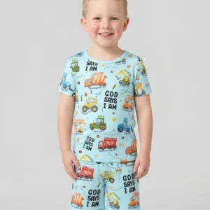 God Says I Am Boy Bamboo Two Piece Short Sleeve Shorts Pajama Set