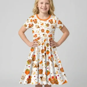 Fall Caramel Apple Family Matching Bamboo Twirl Dress