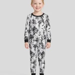 Gothic Halloween Chinoiserie Bamboo Two Piece Long Sleeve Pajama Set