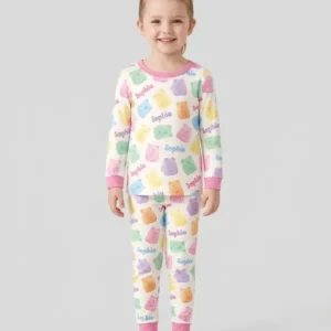 Kawaii Jelly Gummy Bears Custom Name Bamboo Two Piece Long Sleeve Pajama Set