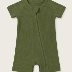 Moss Ribbed Bamboo Shorty Zippy