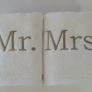 Mr. & Mrs. Embroidered Set of Hand Towels