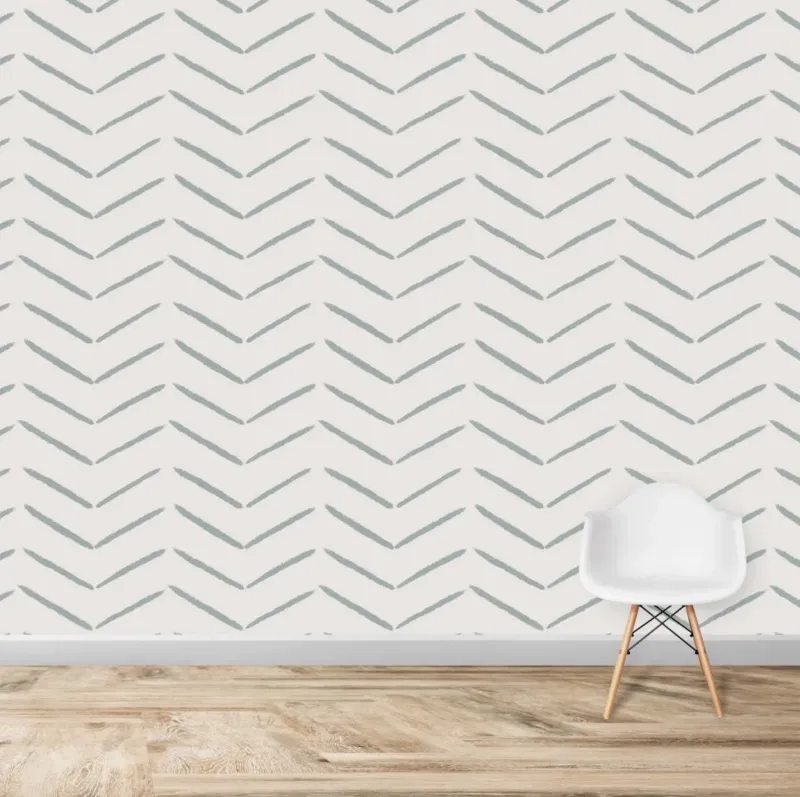 MUNKS & ME - Papier Peint Chambre Enfant à Motif Répété - À Chevrons | Bleu