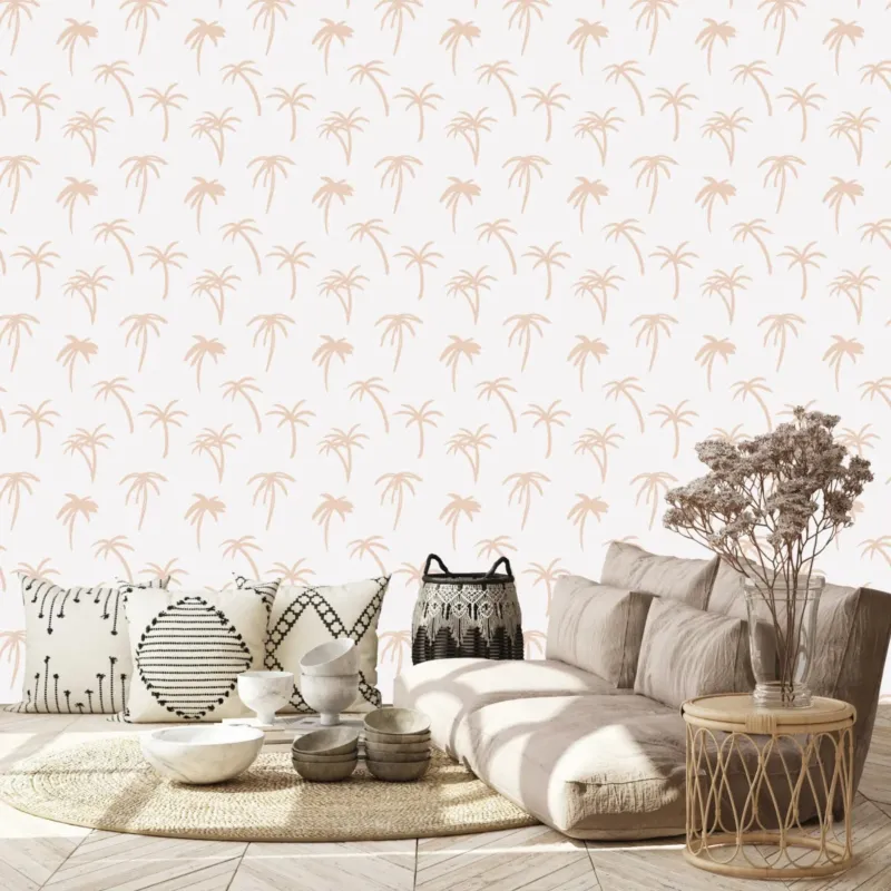 MUNKS & ME - Papier Peint Chambre Enfant à Motif Répété - Noa Palme Tropicale - Rose