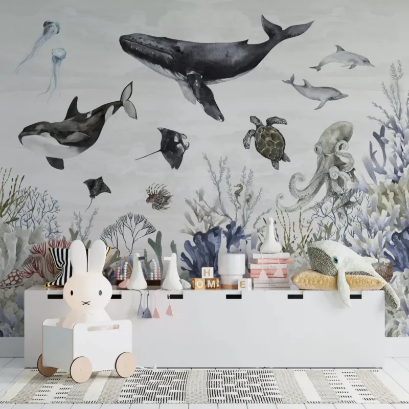 MUNKS & ME - Papier Peint Chambre Enfant Magie De L'océan - Aquarelle