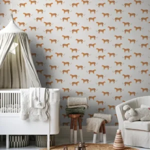 MUNKS & ME - Papier Peint Panoramique Pour Enfants - Motif Répété Guépard Crème