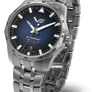 Herrenarmbanduhr mit blauem Zifferblatt und Edelstahlarmband, Zeiger und Datumsfenster