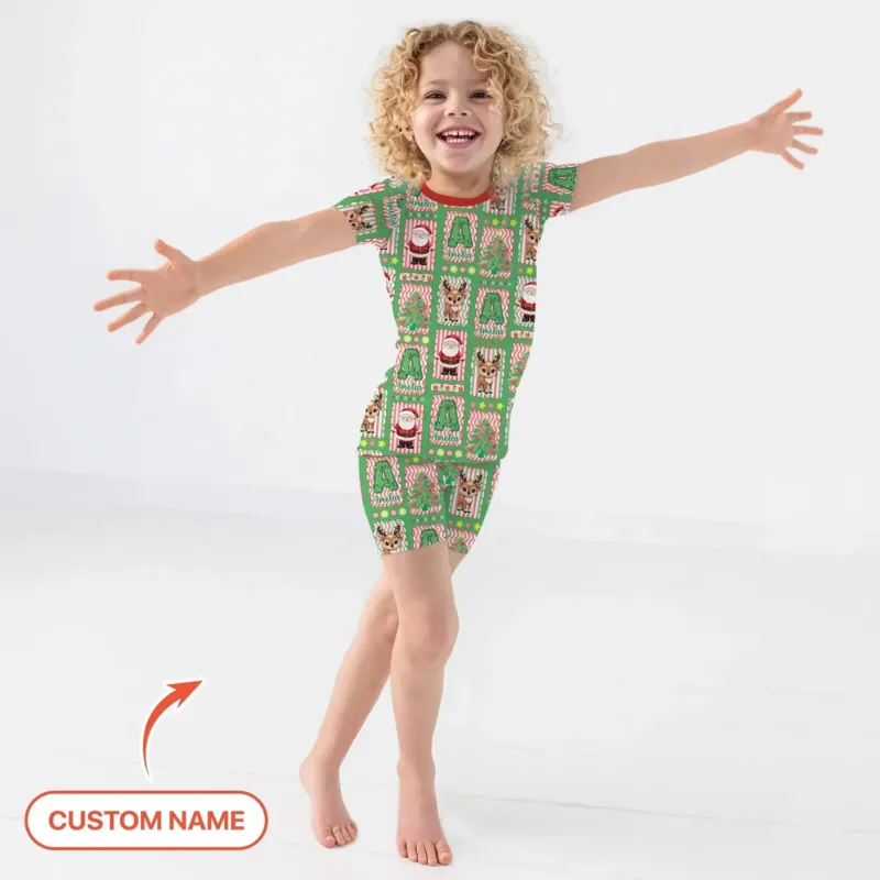 North Pole Wonderland Two Piece Short Sleeve Shorts Pajama Set , North Pole Wonderland Two Piece Short Sleeve Shorts Pajama Set - 12-18M