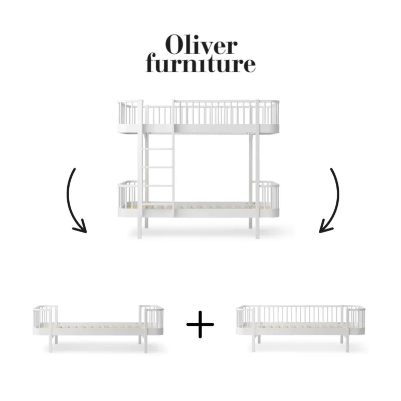 OLIVER FURNITURE - 041568 - Kit De Conversion Original, Lit Superposé - En 1 Lit Et 1 Lit Banquette, Blanc