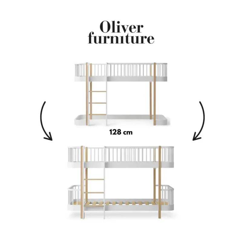 OLIVER FURNITURE - 041765 - Kit De Conversion Original, Lit Mezzanine Mi - haut 128 Cm - En Lit Superposé Mi - haut, Blanc/chêne