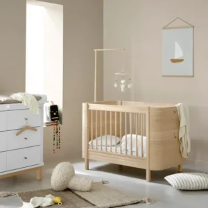 OLIVER FURNITURE - Lit Bébé Évolutif Wood Mini+ Avec Kit Junior Inclus, Chêne