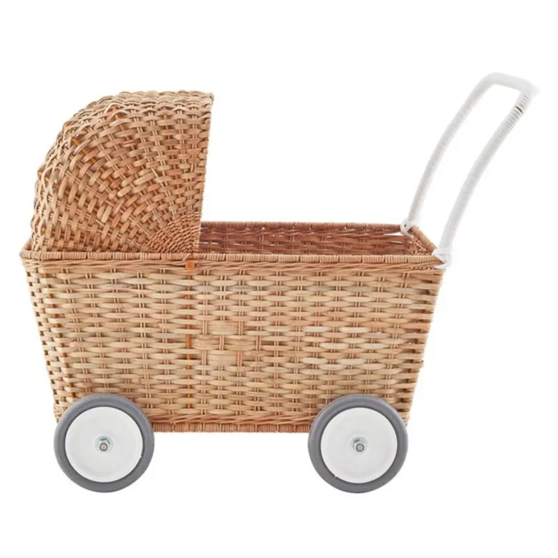 OLLI ELLA - Landau Chariot Poupées Strolley en Rotin - Naturel