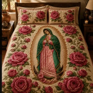 Our Lady Of Guadalupe Floral Bamboo Quilt Bedding Set