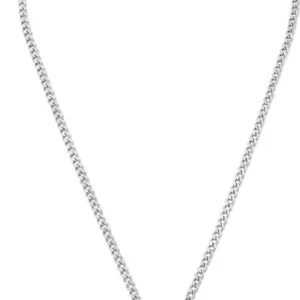 Silberfarbene Halskette mit Kreuz-Anhänger, feine Gliederkette und glatter Kreuzplatte