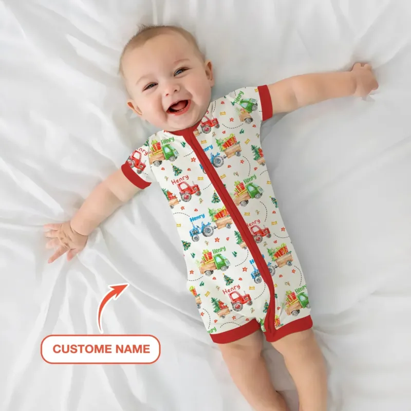 Personalized Santa's Little Builders Custom Name Shorty Zippy , Personalized Santa's Little Builders Custom Name Shorty Zippy - 0-3M