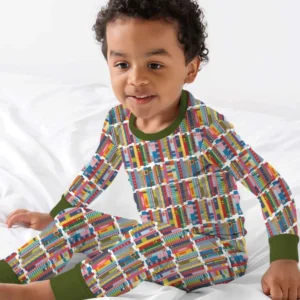 Rainbow Bookshelf Bamboo Two Piece Long Sleeve Pajama Set