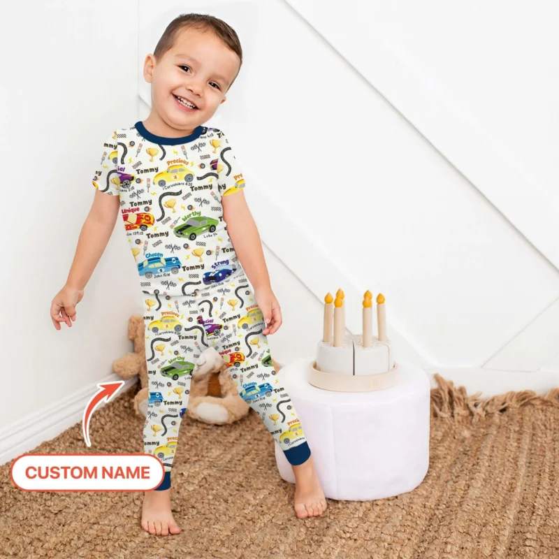 Racing Fun God Says I Am Custom Name Two Piece Short Sleeve Pajama Set , Racing Fun God Says I Am Custom Name Two Piece Short Sleeve Pajama Set - 12-18M