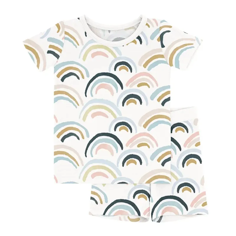 Rainbows Two Piece Short Sleeve Shorts Pajama Set , Rainbows Two Piece Short Sleeve Shorts Pajama Set - 12-18M
