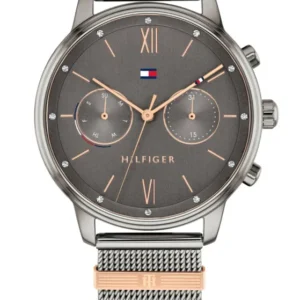 Tommy Hilfiger Blake Damenuhr mit anthrazitfarbenem Zifferblatt, Mesharmband, römischen Zahlen