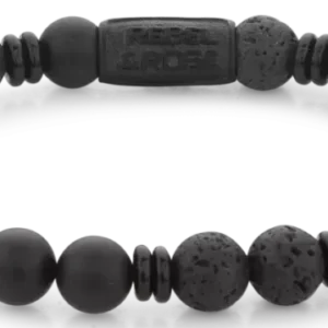 Armband mit schwarzen Onyxperlen und schwarzem Stahlverschluss