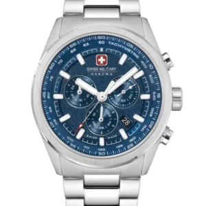 Swiss Military Hanowa Herrenuhr: blaues Chronographenzifferblatt, Edelstahlarmband