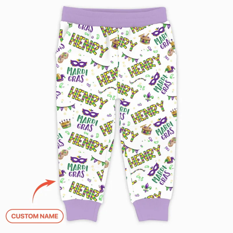 Custom Name Make your own Mardi Gras Bamboo Jogger
