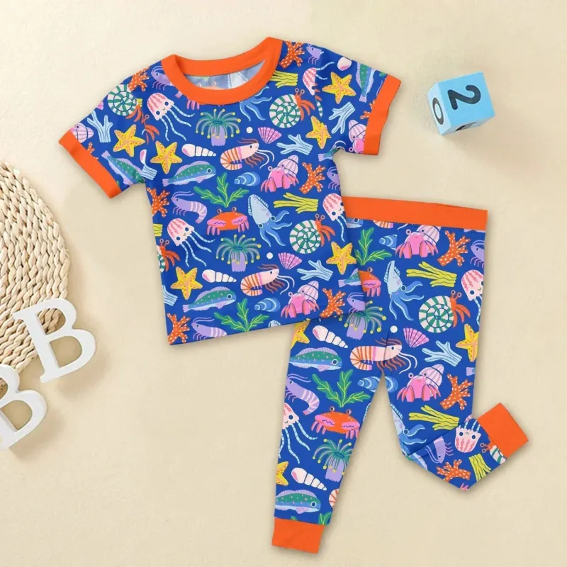 Under the Sea Two Piece Short Sleeve Pajama Set , Under the Sea Two Piece Short Sleeve Pajama Set - 12-18M