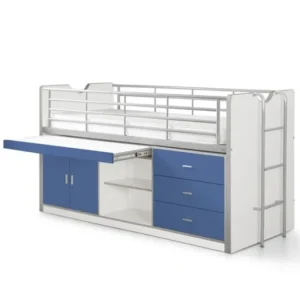 VIPACK - Lit Mi - Hauteur (95) BONNY 90 X 200 Cm Bleu - Les Petits