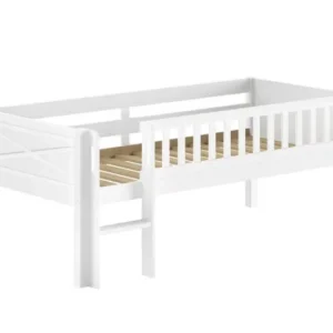 VIPACK - Lit Mi - Hauteur (H 85cm) SCOTT Avec Échelle 90 X 200 cm Blanc