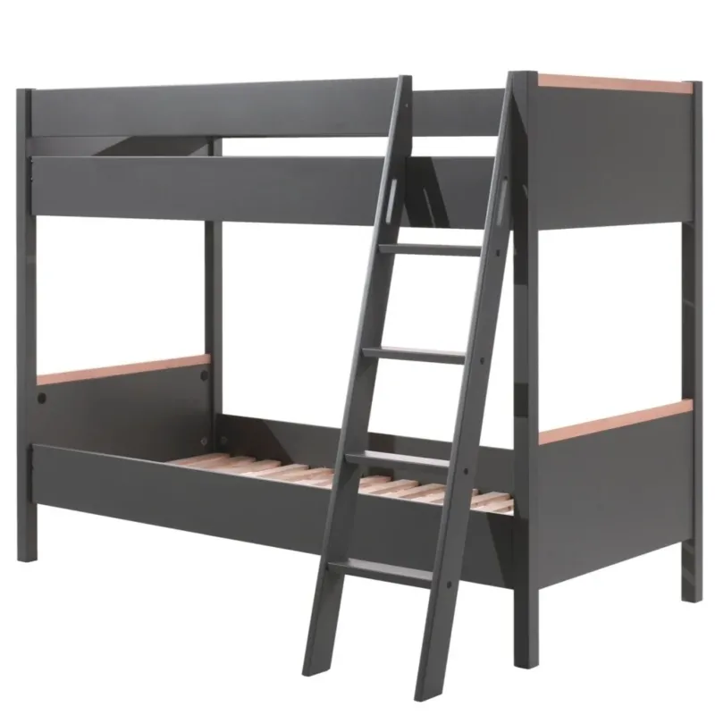VIPACK - Lit Superposé London Anthracite 90 X 200 Cm