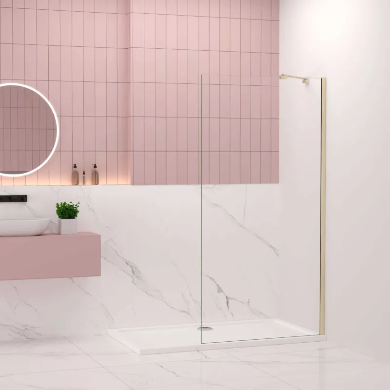 Duschkabine 30-160xH.200 cm NANO Sicherheitsglas profil golden